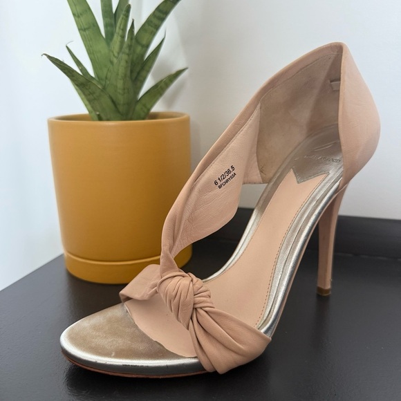 Brian Atwood nude & silver knotted Chryssa leather heels - size 36.5 (US 6.5) - Picture 2 of 6